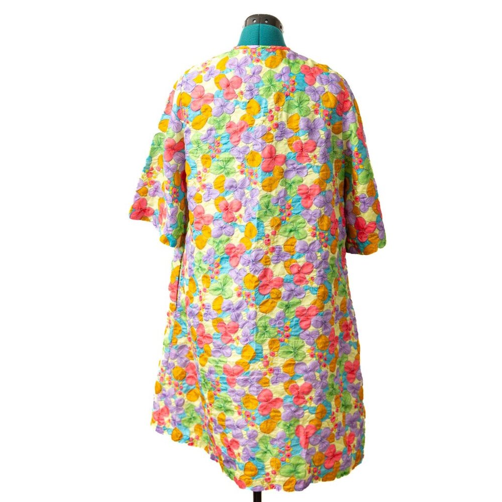Vintage Housecoat Duster Dress Bright Florals Sho… - image 2